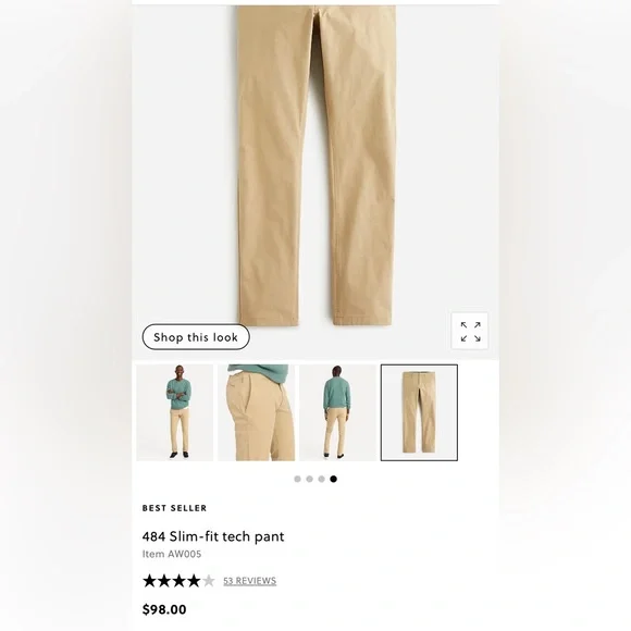 NEW NWT J. Crew 484 Slim Fit Tech Pant Men’s 36 X 34 - Picture 4 of 10